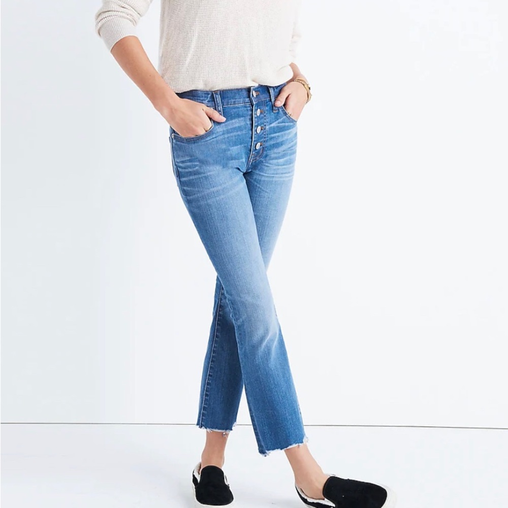 Madewell Light Blue Button-Fly Cropped Jeans